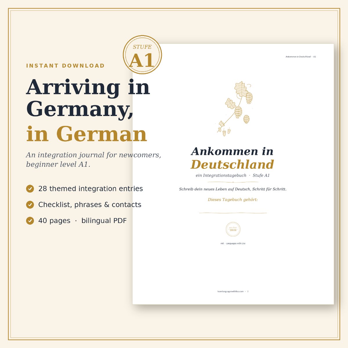 Ankommen in Deutschland integration journal for newcomers, level A1